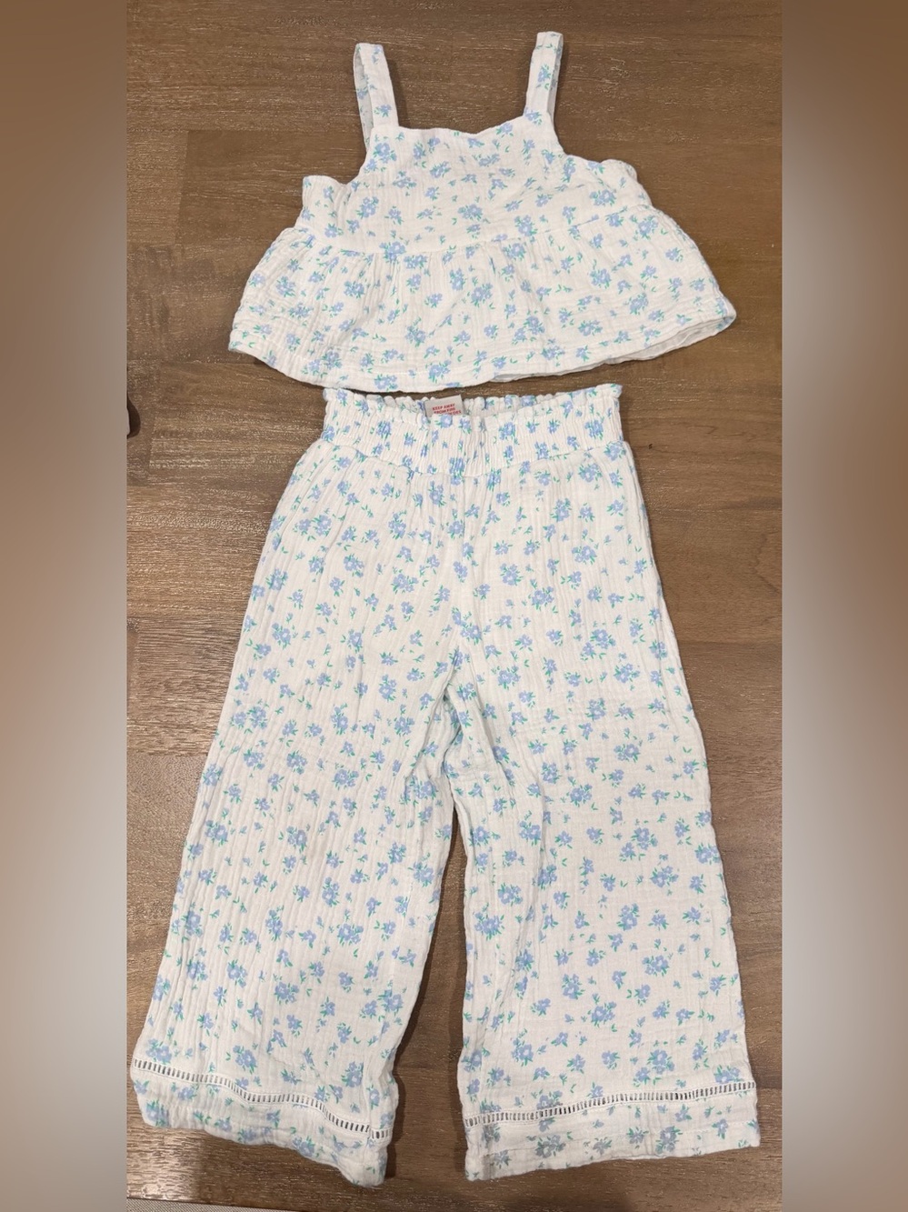 Floral Pants Set with Light Blue Print